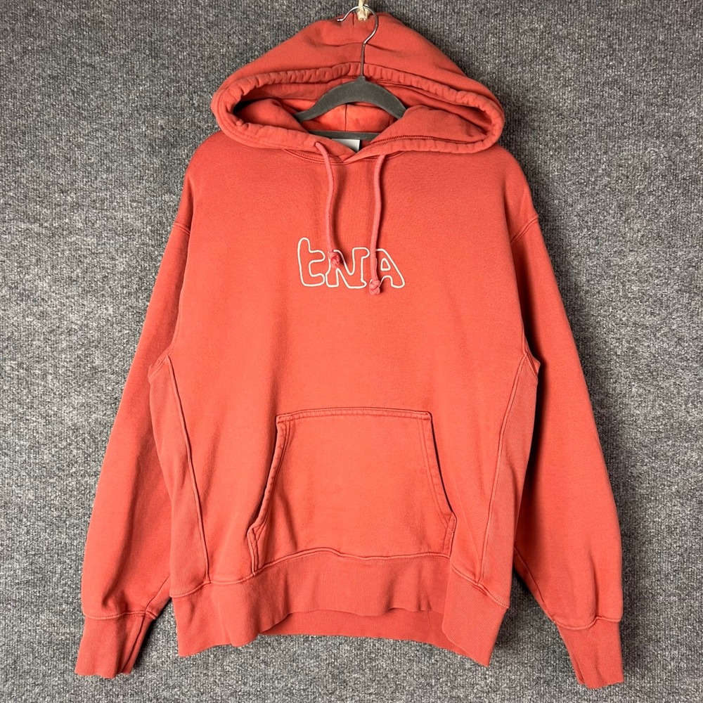 Tna Hoodie Womens XS Pink Good Cozy Fleece Boyfriend Pullover Logo Sweatshirt